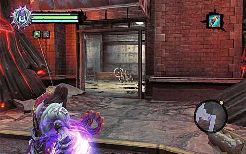 W celu kontynuowania podróży musisz zlokalizować pokazane na powyższym screenie wejście do południowego budynku - Znajdź drugą część Kostura (1) | Kostur Arafaela | Darksiders 2 - Darksiders 2 - poradnik do gry