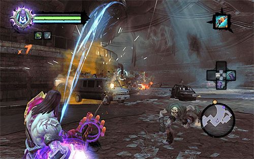 Zabij dwóch nowych detonatorów i ruszaj dalej na wschód, zaglądając po drodze do niewielkiego pokoiku ze skrzynią - Znajdź drugą część Kostura (2) | Kostur Arafaela | Darksiders 2 - Darksiders 2 - poradnik do gry