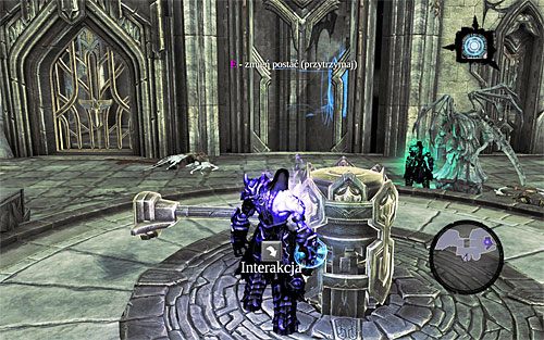 Ponownie użyj umiejętności Rozdzieracz Duszy, przy czym teraz pierwszą połówką duszy podejdź do drugiego z mechanizmów obrotowych, czyli tego, z którym nie wchodziłeś dotychczas w interakcję (powyższy screen) - Odszukaj skrybę - zachodnia część cytadeli (1) | Skaza herezji | Darksiders 2 - Darksiders 2 - poradnik do gry