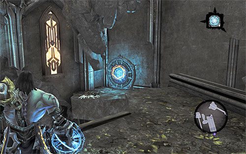 Zatrzymaj się po dotarciu do miejsca, w którym przed sobą zobaczysz dwa interaktywne zaczepy - Odszukaj skrybę - północna część cytadeli (1) | Skaza herezji | Darksiders 2 - Darksiders 2 - poradnik do gry