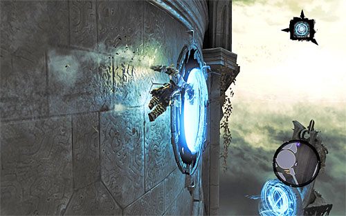 Przystąp do biegu po ścianie, kierując się w stronę pierwszego uaktywnionego portalu (powyższy screen) - Odszukaj skrybę - północna część cytadeli (1) | Skaza herezji | Darksiders 2 - Darksiders 2 - poradnik do gry