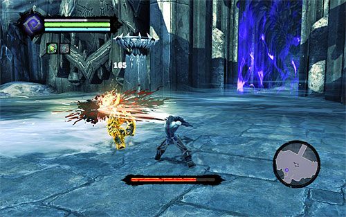 Do Wojny podbiegaj dopiero wtedy gdy wyprowadził ostatni trzeci atak z serii - Boss 2 - Wojna | Znajdź sposób na ocalenie Wojny | Darksiders 2 - Darksiders 2 - poradnik do gry