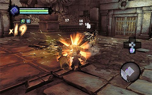 Wejdź do nowej sali i zacznij od rozprawienia się z kolejną grupą konstruktów wojowników - Przywróć Górski Ogień (1) | Górski Ogień | Darksiders 2 - Darksiders 2 - poradnik do gry