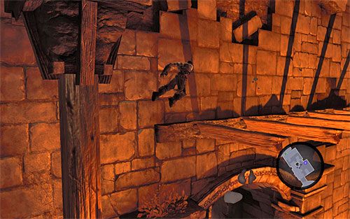 Przedostań się do górnej części pionowego słupa, a następnie odpowiednio się obróć, tak by po odchyleniu się móc doskoczyć do pierwszego spośród kilku poziomych słupów (powyższy screen) - Przywróć Górski Ogień (1) | Górski Ogień | Darksiders 2 - Darksiders 2 - poradnik do gry