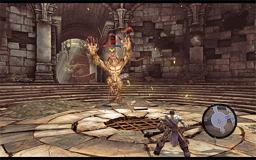 Jak już wspomniałem, do właściwego pojedynku przystąpisz po tym jak tyran rozprawi się ze wszystkimi konstruktami - Przywróć Górski Ogień (1) | Górski Ogień | Darksiders 2 - Darksiders 2 - poradnik do gry