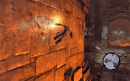 Musisz teraz powrócić do mijanych wcześniej zamkniętych drzwi, znajdujących się na południe stąd - Przywróć Górski Ogień (1) | Górski Ogień | Darksiders 2 - Darksiders 2 - poradnik do gry