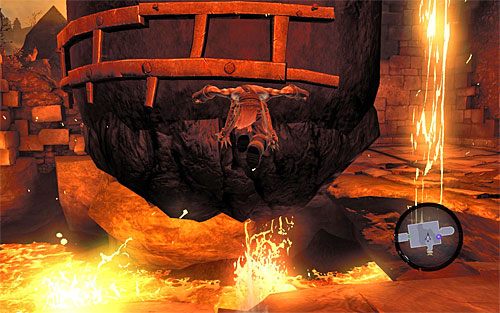 Szybko podbiegnij do kotła, który wyłonił się z lawy i doskocz do pierwszej interaktywnej krawędzi - Przywróć Górski Ogień (2) | Górski Ogień | Darksiders 2 - Darksiders 2 - poradnik do gry