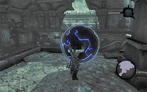 Podejdź do południowej kuli i popchnij ją, tak żeby spadła na niższy poziom - Przywróć Górskie Łzy (1) | Górskie Łzy | Darksiders 2 - Darksiders 2 - poradnik do gry