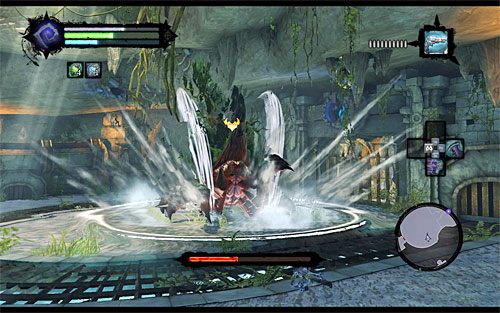 Boss lubi także wybijać się w powietrze i z ogromnym impetem uderzać w ziemię - Boss 4 - Karkinos | Górskie Łzy | Darksiders 2 - Darksiders 2 - poradnik do gry