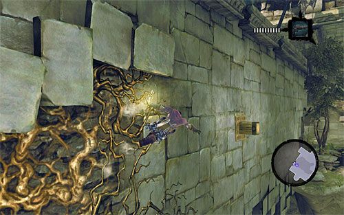 Zejdź z konstrukta, udaj się w lewo i złap się pnączy - Zbudź konstrukta (1) | Wiara góry przenosi | Darksiders 2 - Darksiders 2 - poradnik do gry