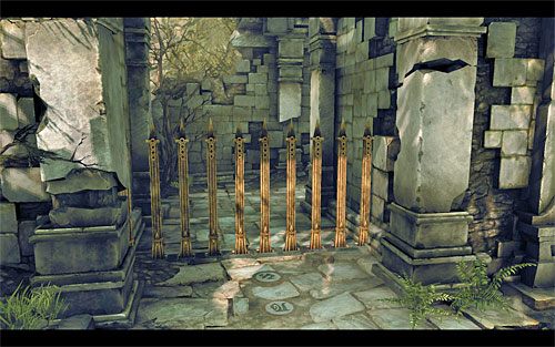 Zeskocz z konstrukta, którego użyłeś do wprawienia windy w ruch i powróć do tego, który przyjechał z windą - Zbudź konstrukta (2) | Wiara góry przenosi | Darksiders 2 - Darksiders 2 - poradnik do gry