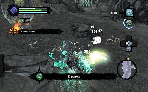 Żrącą rosę pozyskuje się niemal automatycznie, a mianowicie w trakcie jednej z bitew staczanych z żądlakami (wystarczy dać się im zaatakować) - Szamańska sztuka | ZADANIA POBOCZNE | Darksiders 2 - Darksiders 2 - poradnik do gry
