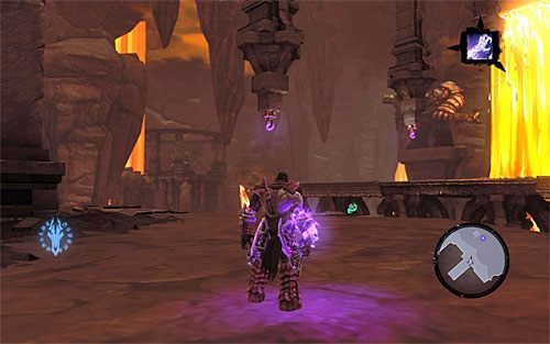 Po dotarciu do miejsca, w którym schody się kończą przystąp do biegu po prawej ścianie, przy czym niedługo po minięciu występu bądź gotowy do odbicia się w stronę lewej ściany - Zakątek - eksploracja dolnych poziomów lochu | DODATKOWE LOKACJE - Darksiders 2 - poradnik do gry