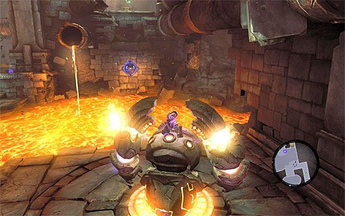 Wyrusz na zachód, wykorzystując fakt, że konstrukty mogą bez żadnych problemów przemieszczać się po lawie - Szrama - zdobycie i wykorzystanie szkieletowego klucza | DODATKOWE LOKACJE - Darksiders 2 - poradnik do gry