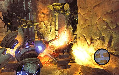 Docelowo musisz dotrzeć w okolice drzwi, które odblokowałeś sobie wcześniej dzięki wykorzystaniu szkieletowego klucza - Szrama - dotarcie do miejsca pobytu Ghorna | DODATKOWE LOKACJE - Darksiders 2 - poradnik do gry