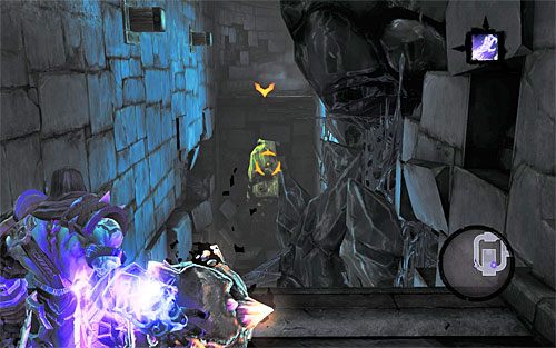 Po wygranej bitwie użyj Uchwytu Śmierci do złapania widocznego na sąsiedniej półce uśpionego cieniobucha - Strzaskana Kuźnia | DODATKOWE LOKACJE | Darksiders 2 - Darksiders 2 - poradnik do gry