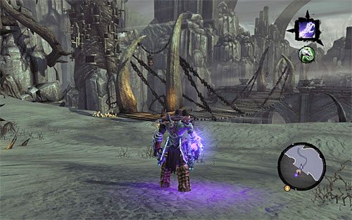 Zajrzyj do znajdującej się na tym balkoniku skrzyni, po czym zeskocz na dół i wyjdź z lochu, docierając do lokacji [Paszcza] - Wyłom - eksploracja Wyłomu | DODATKOWE LOKACJE | Darksiders 2 - Darksiders 2 - poradnik do gry