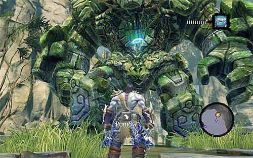 Po wyjściu z Kuźni Twórców podejdź do Stróża i wciśnij przycisk E żeby zainicjować z nim rozmowę - Pomów ze Stróżem | Serce Góry | Darksiders 2 - Darksiders 2 - poradnik do gry