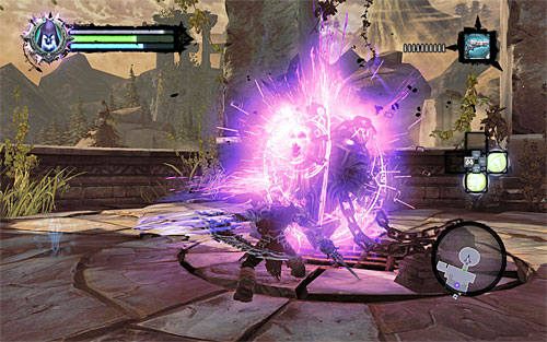 Rozpraw się ze wszystkimi konstruktami i rozejrzyj się za niżej położoną półką, na której znajduje się skrzynia z mapą lochów - Zbudź Wartownika (1) | Serce Góry | Darksiders 2 - Darksiders 2 - poradnik do gry