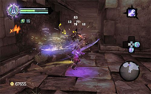 Po tym jak Śmierć dotrze do nowej interaktywnej krawędzi wespnij się i ruszaj wąskim korytarzem przed siebie - Zbudź Wartownika (2) | Serce Góry | Darksiders 2 - Darksiders 2 - poradnik do gry