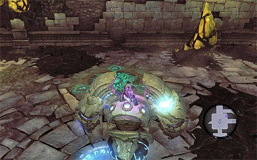 Przystąp do eksploracji niezbadanej jeszcze części odlewni, wykorzystując oczywiście konstrukta do torowania sobie drogi - Zbudź Wartownika (3) | Serce Góry | Darksiders 2 - Darksiders 2 - poradnik do gry