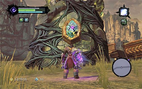 Zauważ, że eksplozje zmusiły Wartownika do uklęknięcia - Boss 7 - Wartownik | Serce Góry | Darksiders 2 - Darksiders 2 - poradnik do gry