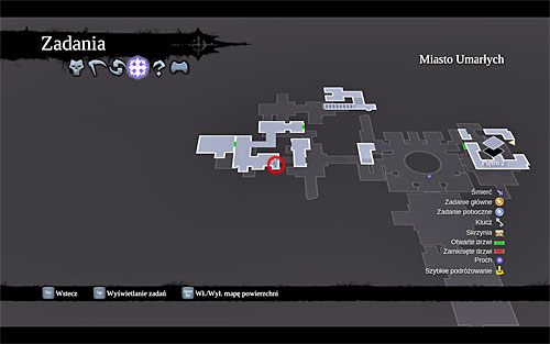 1) Artefakt możesz odnaleźć w zachodniej części Miasta Umarłych, a konkretnie w obszarze, w którym walczy się z pojedynczą zmorą i rozwiązuje zagadkę związaną z umiejętnością Rozdzieracz Duszy - Elu Goth (miejsca odnajdywania artefaktów) | Zaginione artefakty | Darksiders 2 - Darksiders 2 - poradnik do gry