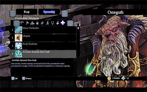 Do Ostegotha możesz powracać za każdym razem gdy odnalazłeś wszystkie artefakty z tej samej grupy, przy czym o wiele lepiej jest zgłosić się do niego dopiero z kompletem 30 artefaktów (15+10+5) - Zakończenie zadania | Zaginione artefakty | Darksiders 2 - Darksiders 2 - poradnik do gry