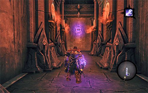 Powróć do szybu, zeskocz na dół i wznów przemarsz, docierając do pokazanego na powyższym screenie nowego interaktywnego zaczepu - Znajdź Samaela - wschodnia część Czarnej Skały | Władca Czarnej Skały - Darksiders 2 - poradnik do gry