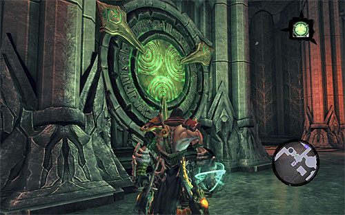 Musisz teraz powrócić na balkonik z przełącznikiem, tak więc złap się interaktywnego występu, a następnie krawędzi - Znajdź Samaela - wschodnia część Czarnej Skały | Władca Czarnej Skały - Darksiders 2 - poradnik do gry