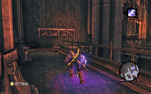 Przejdź przez wąski korytarz, powracając do centralnego pomieszczenia Czarnej Skały - Znajdź Samaela - koniec | Władca Czarnej Skały | Darksiders 2 - Darksiders 2 - poradnik do gry