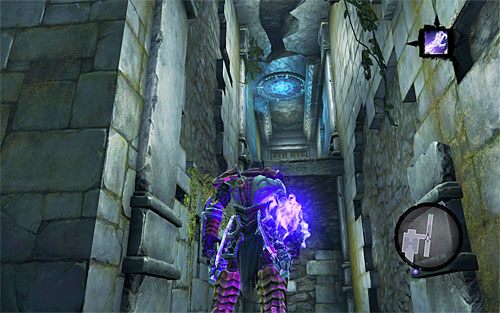 Obróć się w lewo i użyj umiejętności Władca Pustki (lub Władca Czasu) na pokazanym na screenie 1 portalu - Grań Płaczu | DODATKOWE LOKACJE | Darksiders 2 - Darksiders 2 - poradnik do gry
