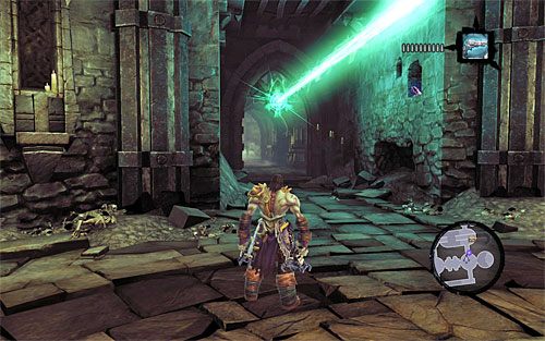 Powróć do posągu i tym razem obróć go na południe, dzięki czemu odblokowane zostanie pokazane na powyższym screenie przejście - Przyzwij Mistrza Areny (2) | Królewska zapłata | Darksiders 2 - Darksiders 2 - poradnik do gry