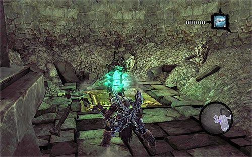 Idź dalej na południe i następnie skręć na zachód, odnajdując pokazaną na powyższym screenie latarnię - Przyzwij Mistrza Areny (2) | Królewska zapłata | Darksiders 2 - Darksiders 2 - poradnik do gry