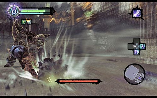 W trakcie tej części pojedynku najbardziej musisz uważać na podwójne ataki biczem w wykonaniu Chrzęścieja - Boss 8 - Chrzęściej | Królewska zapłata | Darksiders 2 - Darksiders 2 - poradnik do gry