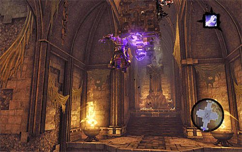 Po skorzystaniu z pierwszego interaktywnego zaczepu błyskawicznie złap się drugiego (powyższy screen) - Wskrześ Faryzjonera (1) | Faryzjoner | Darksiders 2 - Darksiders 2 - poradnik do gry
