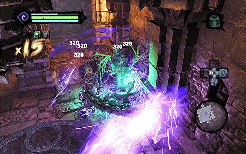 W przypadku zmor oraz nieumarłych generałów radzę nakazać Martwemu Lordowi by zszedł z płyty naciskowej i pomógł Ci w walkach - Zakończenie zadania | Faryzjoner | Darksiders 2 - Darksiders 2 - poradnik do gry