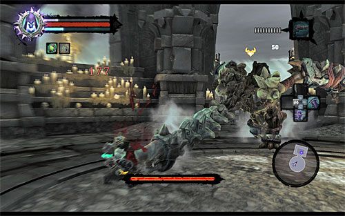 O wiele bardziej radzę uważać na swego rodzaju atak głową (powyższy screen), polegający na nagłym wysunięciu kręgosłupa - Boss 12 - Kościany olbrzym | Sędzia | Darksiders 2 - Darksiders 2 - poradnik do gry