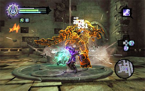 Druga część bitwy to pojedynek z kościanym olbrzymem, czyli tym samym potworem, który pełnił rolę bossa w poprzedniej głównej misji - Przetrwaj Psychameron (2) | Bazyleus | Darksiders 2 - Darksiders 2 - poradnik do gry