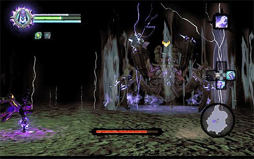 Achidna analogicznie do Bazyleusa również lubuje się w wykonywaniu potężnych skoków połączonych z szarżą, przy czym z racji ogromnych rozmiarów wspomnianego potwora nie są one łatwe do unikania - Boss 13, 14 - Bazyleus, Achidna | Bazyleus | Darksiders 2 - Darksiders 2 - poradnik do gry