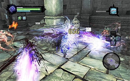 Zanim będziesz mógł wyruszyć dalej zmuszony tu zostaniesz do stoczenia dość trudnej bitwy z drapieżcami - Przywróć Górskie Łzy (2) | Górskie Łzy | Darksiders 2 - Darksiders 2 - poradnik do gry