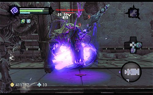 To jeszcze nie wszystko, bo pokonanie potworów doprowadzi do pojawienia się w okolicy dwóch kolejnych skarabeuszy gigantów - Przeszukaj Miasto Umarłych - górne poziomy (2) | Miasto Umarłych | Darksiders 2 - Darksiders 2 - poradnik do gry