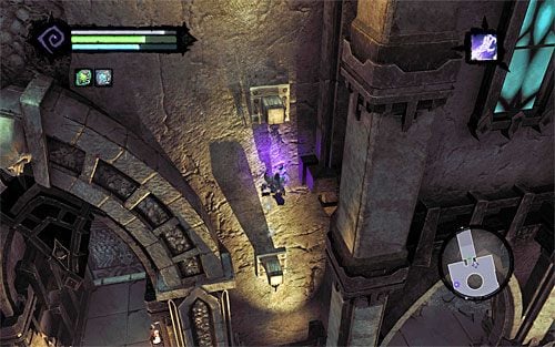 Musisz teraz powrócić do głównej sali, czyli do miejsca z dużą windą - Przeszukaj Miasto Umarłych - górne poziomy (2) | Miasto Umarłych | Darksiders 2 - Darksiders 2 - poradnik do gry