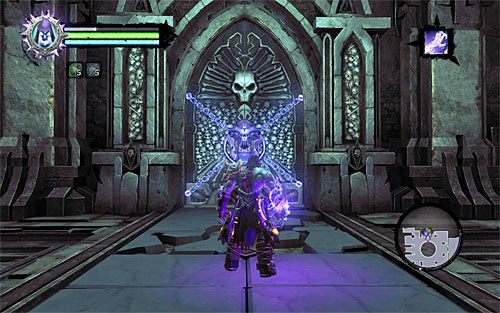 Z kluczem wybierz się oczywiście do pokazanych na powyższym screenie wschodnich drzwi (uważaj na nowe pomioty) - Przeszukaj Miasto Umarłych - wschodnia część | Miasto Umarłych | Darksiders 2 - Darksiders 2 - poradnik do gry