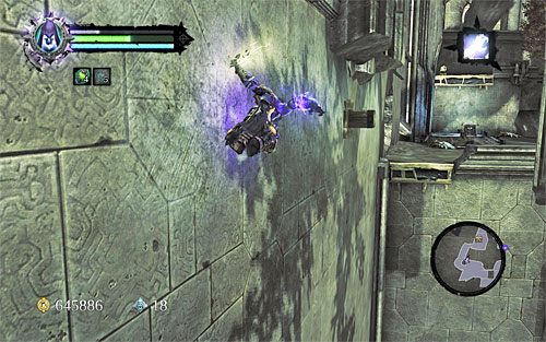 Podążaj na wschód, wykonując w pokazanym na powyższym screenie miejscu bieg po ścianie - Odszukaj skrybę - zachodnia część cytadeli (2) | Skaza herezji | Darksiders 2 - Darksiders 2 - poradnik do gry