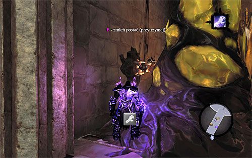 Po dotarciu do przedostatniej półki (screen 1) ustaw się na jednej z płyt naciskowych i uaktywnij Rozdzieracz Duszy - Królestwo Umarłych (miejsca odnajdywania głazokęsów odporności) | Kamień z serca - Darksiders 2 - poradnik do gry