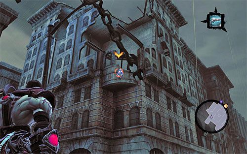 1) Głaz możesz odnaleźć na ścianie północnego budynku przylegającego do placu, na którym rozpoczyna się misję na Ziemi - Bezświetle (miejsca odnajdywania magicznych głazokęsów) | Kamień z serca - Darksiders 2 - poradnik do gry