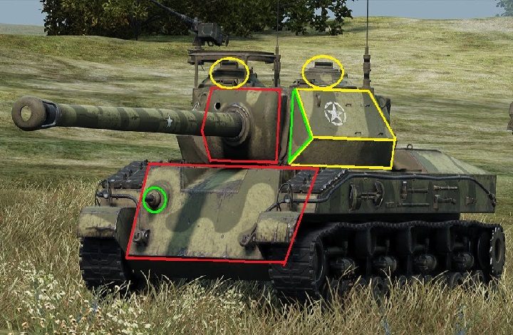 Górna płyta kadłuba jest dość wytrzymała na pociski, lecz dla armat posiadających około 250mm penetracji już nie powinna sprawiać problemów - T28 Prototype | Amerykańskie niszczyciele czołgów w World of Tanks - World of Tanks - poradnik do gry
