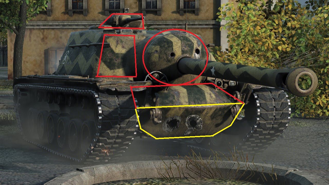 Nieomal cały front E3 dla większości dział w grze będzie nieprzebijalny (chyba że na złotych pestkach) w tym: górna płyta kadłuba, jarzmo działa i tzw - T110E3 | Amerykańskie niszczyciele czołgów w World of Tanks - World of Tanks - poradnik do gry