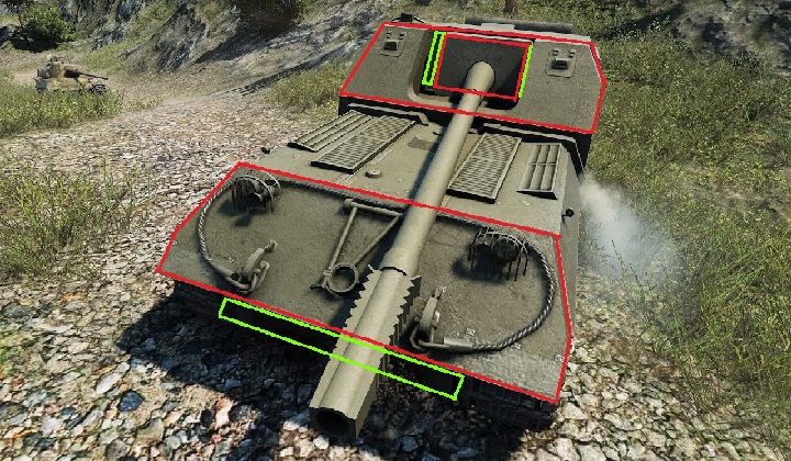 Górna płyta kadłuba jest praktycznie nieprzebijalna dla żadnego działa w grze (ewentualnie niektóre niszczyciele X tieru na goldzie, ale jaki to ma sens) - wartość efektywna pancerza powyżej 400mm - Object 263 | Radziecki niszczyciel czołgów w World of Tanks - World of Tanks - poradnik do gry